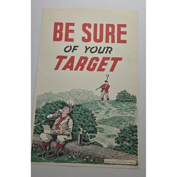 NRA Vintage/ANTIQUE poster From 1946 Be Sure Of Your Target RARE In Great Cond